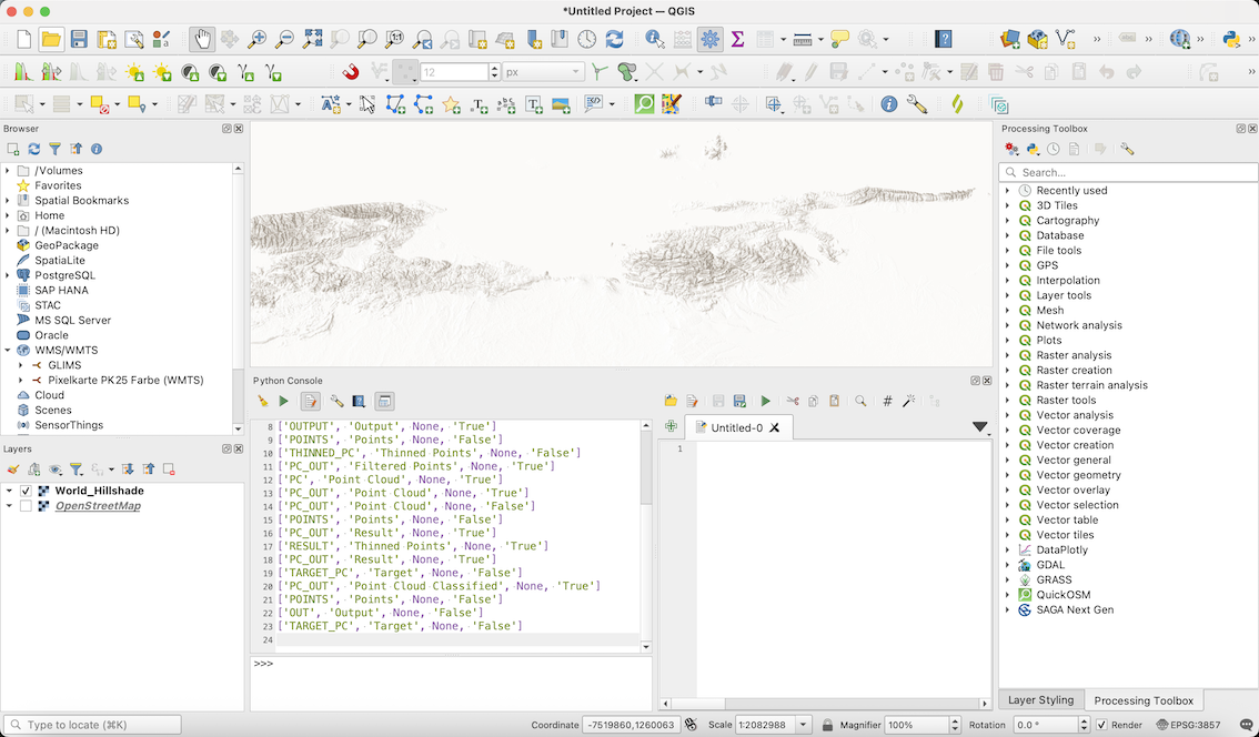 Via the Python console you can interact with GIS data in QGIS.