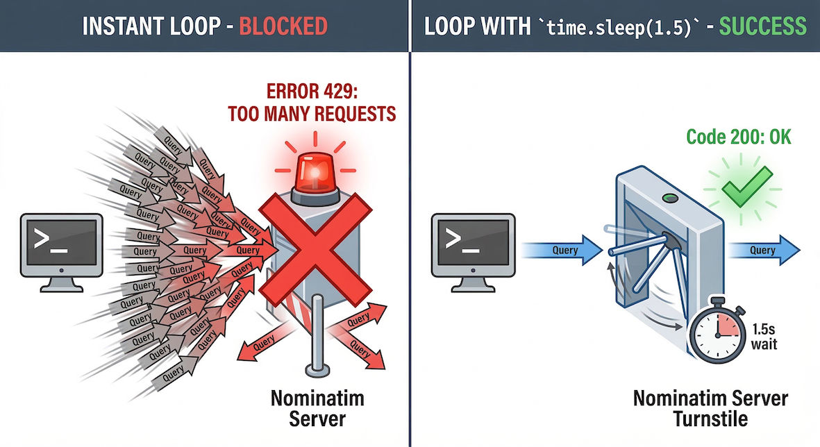 Diagram of a turnstile rejecting too many rapid requests.